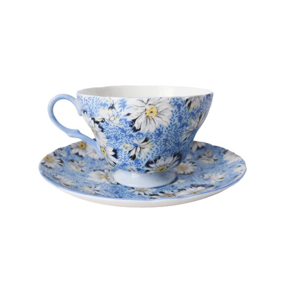 Vintage Shelley Blue Daisy Tea Cup and Saucer Teacup Tea Party Gift - Picture 2 of 5